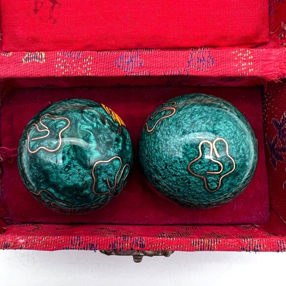 Ancient City Health Ball Factory Baoding China Meditation Chime In Red Silk Box - Picture 5 of 15